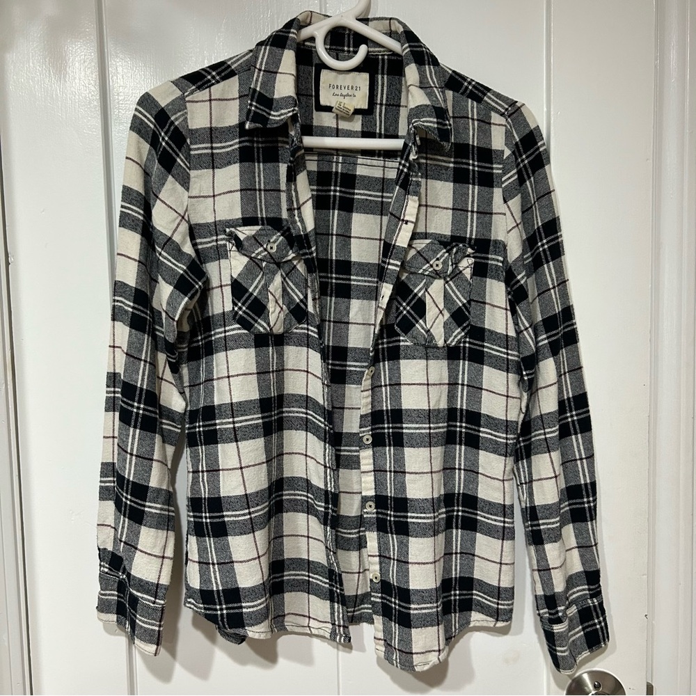Forever 21 Monochrome Checkered Flannel Shirt